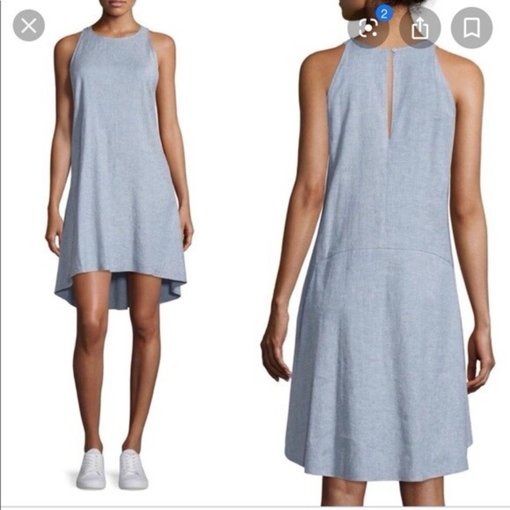 Theory “Alderdale” Linen Chambray Light Blue Sleeveless Swing Dress size 6